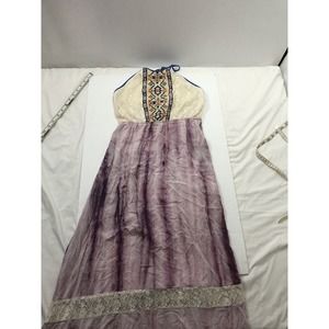 Flying tomato maxi dress boho embroidered Tie-Dye halter neck size S purple